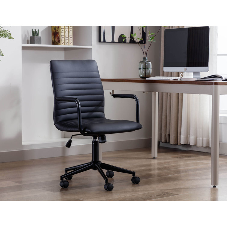 Wrought Studio Eithel Faux Leather Office Chair with Steel Roller